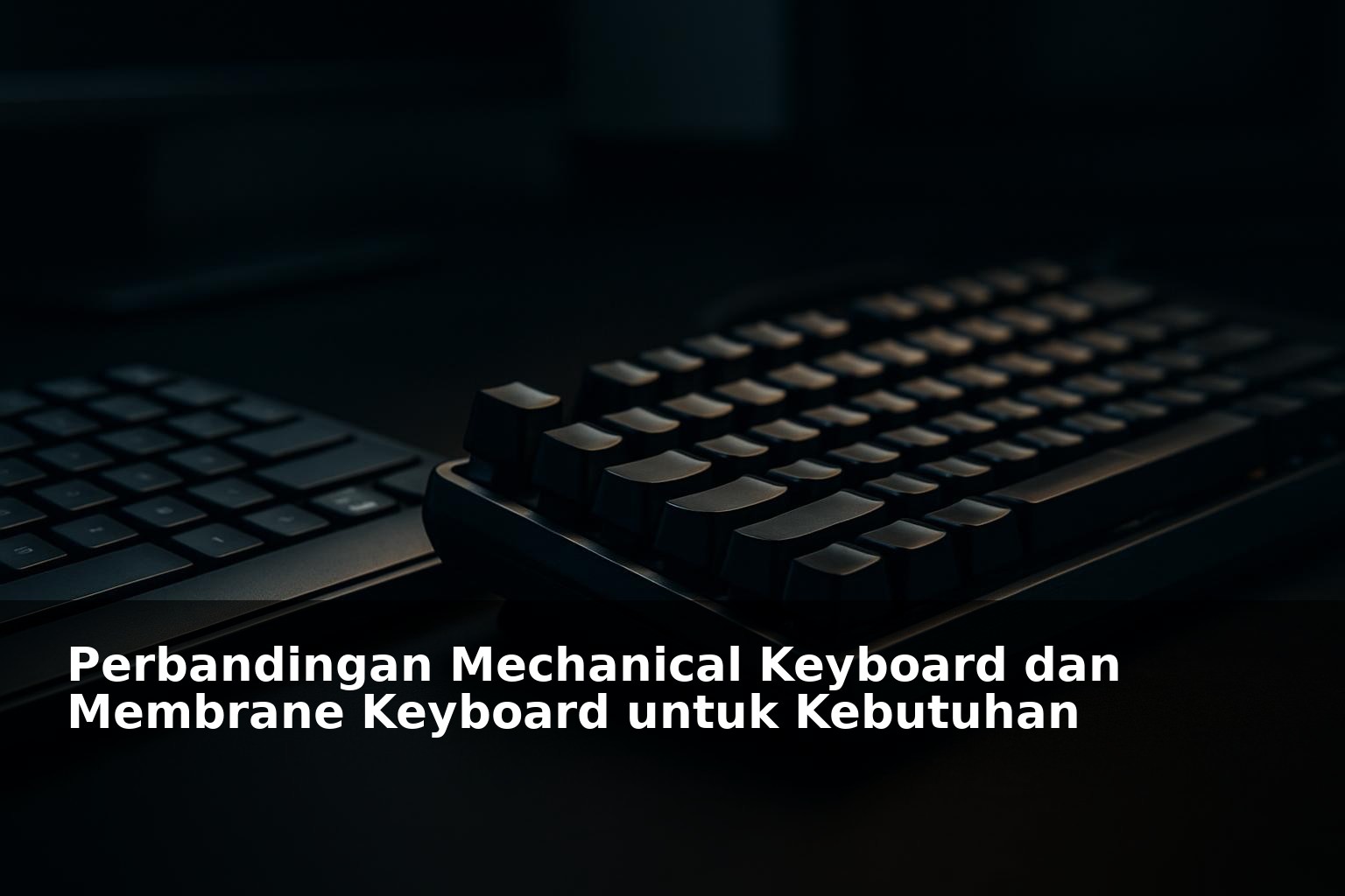 Gambar close-up mechanical dan membrane keyboard untuk kebutuhan gaming