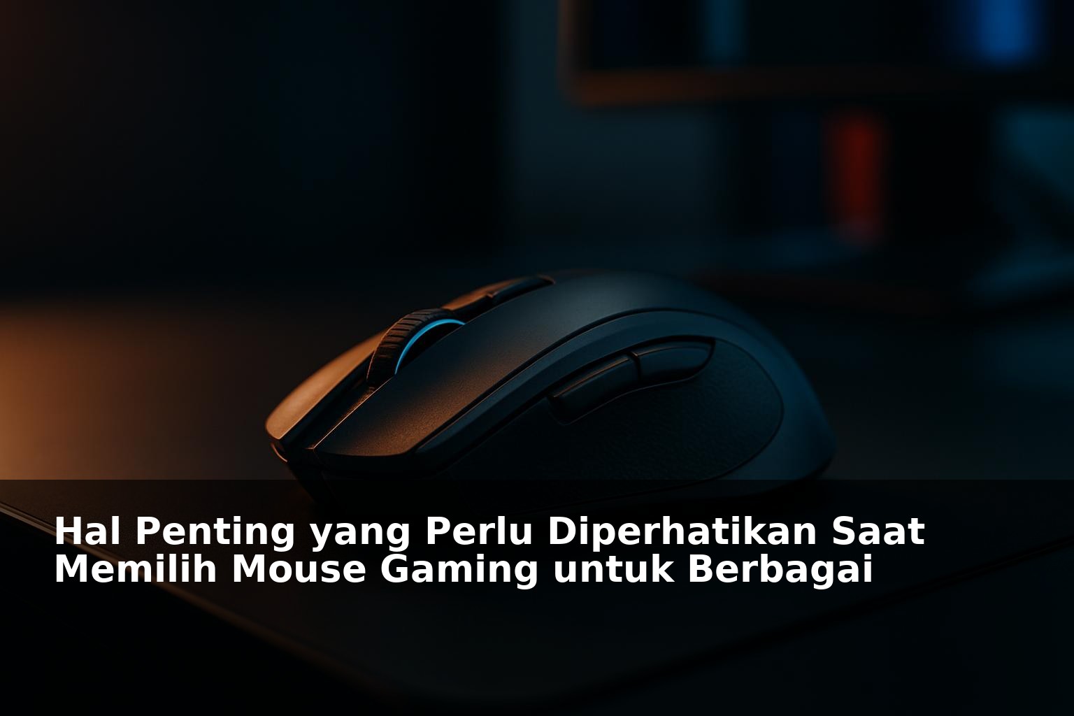 Mouse gaming premium dengan desain ergonomis di atas meja gaming modern