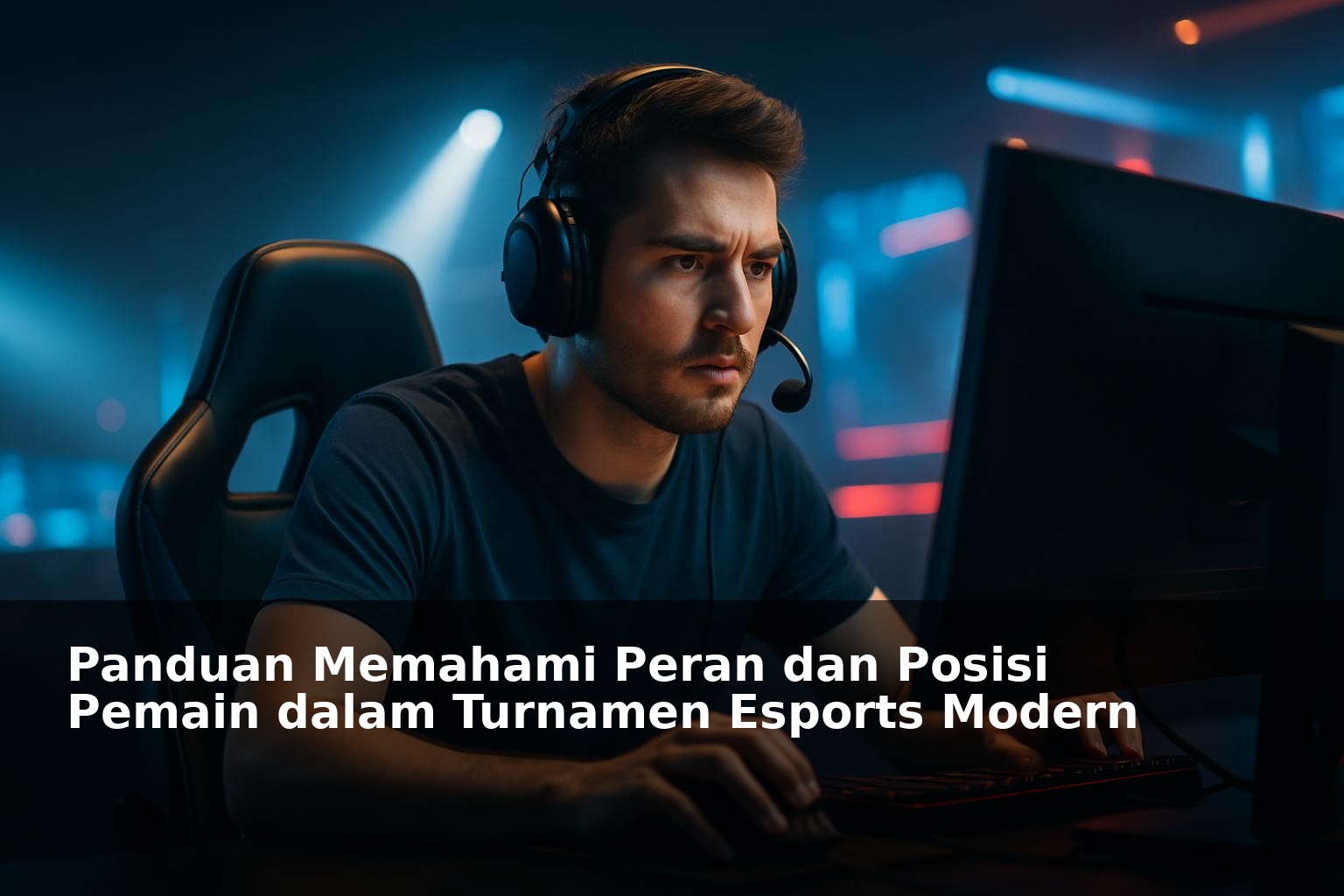 Ilustrasi pemain esports dalam posisi strategis di turnamen modern