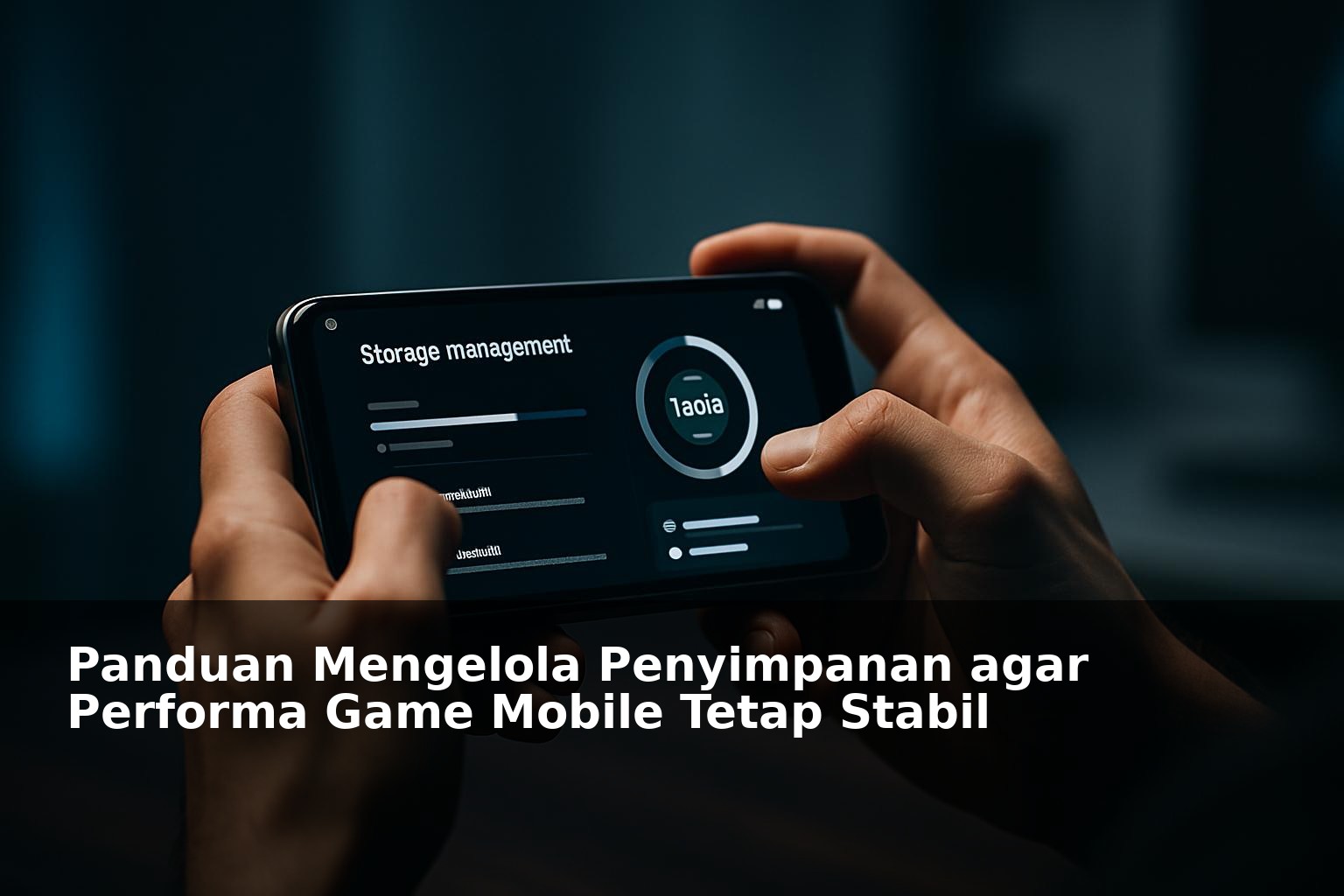 Ilustrasi gamer mobile sedang mengelola penyimpanan smartphone untuk performa game stabil